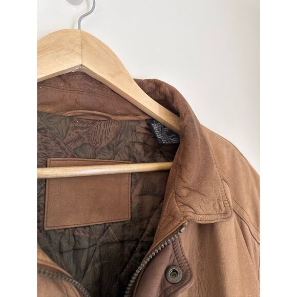 St. John's Bay Vintage Classic Suede Bomber Jacket, Size Large - Picture 3 of 7